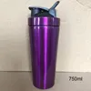 700ml Stainless Steel Metal Protein Shaker Cup Blender Mixer Bottle Sports water Bottle with lid Free Shipping