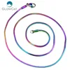 5 sztuk / partia Rainbow Colol Square Snake 1.4mm Łańcuchy ze stali nierdzewnej Naszyjnik 18 '' 20 "Link Chain Biżuteria