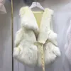 Nuovo design da donna di lusso in finta pelliccia di volpe rattoppata in pelle PU con fasce gilet corto ciat senza maniche vita sottile casacos260V