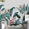 Beibehang-papel tapiz 3d personalizado, mural nórdico pintado a mano, fondo de flores y pájaros de plantas tropicales medievales pequeñas y frescas