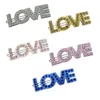 Damskie List Miłość Klip Włosy Multicolor Bling Bling Rhinestone List Barrettes Fashion Fryzury Prezent Dla Love Girlfriend