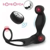 Vibrerande prostata Massager med Penis Sleeve Ring Remote Vibrator Sexleksaker för män Onani G Spot Stimulation Anal Sex Toy Y191028