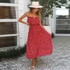 Amazon Hot Style Fashion Designer Design Spaghetti Strap Immissi Flora Abito stampato Ruffle Donna Abbigliamento estivo