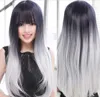 Белый парик женщины длинные прямые волнистые волосы косплей аниме полный парики