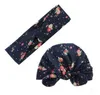 Geknoopte print haarband tulband konijn oor mm mom baby hoofdband petten sets meisjes bloemen bloemen haarband caps haaraccessoires AzyQ6529