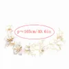 US Warehouse Nieuwe Fashion Flower Pearl Bruid Hoofdtooi Etnische stijl Hand geweven trouwring Haaraccessoires Sieraden Gift