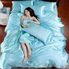 100% Pure Satin Silk Bedding Set Home Textile King Size Bed Set bedclothes duvet Cover Flat Sheet Pillowcases