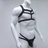 Men's Sexy Costumes Gay Night Club Wear Nylon Bondage Underwear Thongs G String Halter Neck Body Chest Harness Male Lingerie 323v