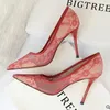 2019 Black Lace High Heel eden heel Wedding Shoes For Bride Stilettos Red Bottom Women Designer Heels Pointed Toe 12 CM Bridal Shoes