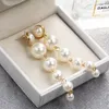 Moda Długie Imitacja Pearl Wisiorek Kolczyki Metalowy Stop Biały Perły Uroczy Kobiety Ucha Stud Eardrop Jewelry Biżuteria Akcesoria