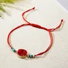 Faça um desejo colorido pedra natural tecido papel de papel pulseira ajustável afortunado vermelho corda corda charme braceletes boho moda jóias