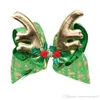 67 tum Kid JoJo Bow Hair Barrette Clip med Gold Reindeer Antler Christmas Snowflake Rhinestone Clips Bowknot Girl Accessory Bou8099856