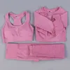 Conjunto de 2 piezas sin costuras para mujer, ropa de gimnasia, mallas deportivas + sujetador recortado, traje deportivo para mujer, chándal de manga larga, ropa activa T200615