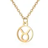 New Zodiac Sign Pendant Necklaces for Women Gold Plated Horoscope Aries Leo 12 Constellations Fashion Stainless Steel Chain Men Jewelry Gift