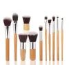 Bamboo Handle Makeup Brushes Set Cosméticos profissionais escova kits Fundação Eyeshadow Brushes Kit Maquiagem Ferramentas 11pcs / RRA744 set