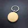 Porte-clés en bois rond et rectangulaire en forme de cœur, DIY, personnalisé, étiquettes cadeaux, accessoires Whole244i