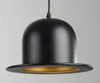 Retro-Kronleuchter Jazz Top Hat Aluminium Pendelleuchte 110 V 220 V E27 außen schwarz innen golden Bar Theke Schlafzimmer Café Lampe