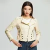 Fashion-woman biker leather jackets 2019 coats spring outerwear overcoat casual tops streetwear ladies hip hop clothes yellow white s-xxl