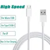 1m 3ft Snabb Laddningstyp C Kabel Höghastighets USB C Laddare Micro V8 Cord för Android Telefon Samsung S6 S7 S8 S9 S10 LG G5 HTC HUAWEI P 6 7 8