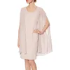 Charmig Chiffon Mother's Dresses A-Line Scoop Neck Gray med långa ärmar Jacka TEA-LENGGE Formell Evening Party Glows Custom