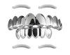 2019 8 Teeth Fangs Fashion Gold plated Rhodium HIPHOP Teeth Grillz TOP & BOTTOM Rock Dental Grills Sets Halloween props300k