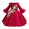 Autumn Baby Girls Party Dress Flower embroidery Flare Sleeve Kids Princess Dresses Christmas Children Birthday dresses C5724