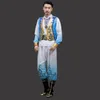 남성을위한 신강 댄스 의상 민족 댄스 공연 의류 위구르 남성 긴 가운 파티 무대 착용