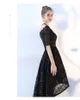2019 New Gothic Black High Low Wedding Dresss with Half Sleeves v 넥 inforfmal 여성 비 전통적인 신부 가운 전통 결혼식 2360