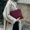 Pochette Donna PU Graid Patten Borsa cosmetica con busta con cerniera di grande capacità pura 3 colori