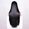 Long straight natural looking hair glueless lace front wi& full hair lace wig for african americans woman 26inch heat resistant