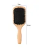 Massage hair brush natural bristle air cusion wooden comb anti-static straight caring curling hair beauty tool for woman and man