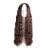 Kvinnor peruk mörkbrun långt lockigt värmebeständigt syntetiskt hår fulla peruker 26inch för daglig användning och cosplay
