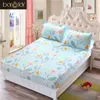 Lenzuolo con custodia Biancheria da letto stampata a fiori blu Coprimaterasso queen size Set di lenzuola con angoli con elastico per king size