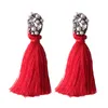 Wholesale-new trendy fashion luxury designer exaggerated vintage diamond pearl long tassel stud earrings for women girls