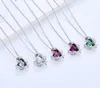 2020010971 18K White/Rose Gold Necklaces for Mother's Day Jewelry Gifts for Women Heart Pendants Embellished with Crystals Birthstone