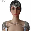 Chran Chainmail Маска Бюстгальтена ScaleMail Держая Доспеха Косплей Горящий Человек Головной убор Головной Голова Цепь Оголовье Средневековый Ренс Faire Ювелирные Изделия