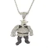 Hoge Kwaliteit Hip Hop Sieraden CZ Steen Bling Ice Out Shrek Hangers Ketting voor Mannen Rapper Sieraden Goud Zilver kleur8776563