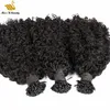 Color negro natural Inclino extensiones de cabello Onda rizada Pre-consolidada Afro Curl RemyHair