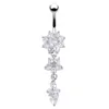 Belly Medicine Nail Flower Crystal Navel Belly Button Ring Bar Dangle Body Piercing Smycken