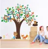 Autocollant mural animaux de la forêt, singe jouant sous un arbre à fleurs, décorations pour chambre d'enfant, décoration de chambre d'enfant, autocollant de maison