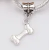 free ship 100Pcs/lot Dog Bone Charms Big Hole beads Dangle Charms For Jewelry Making findings hole 4mm