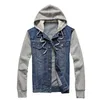 Denim jacka män hooded sportkläder utomhus avslappnad mode jeans jackor hoodies cowboy mens jacka kappa