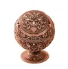 Vindtät askfack Vintage Zinc Alloy Flower Mönster Globe Cigarett AshTray Lid Tabltop Portable Home Decor AshTrays5694455