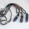 10st Rainbow Fluorite Halsband Ädelsten Point Hängande Handskuren Polerat dubbelterminerat Fluoritkristalltavar Justerbart sladdhalsband