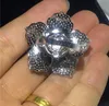 Vecalon Big Flower Promise Ring Silber 5A Cz Charmante Verlobung Eheringe für Frauen Braut Fingerschmuck