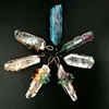 Pingente de árvore da vida de cristal natural JLN com fio de pedras preciosas envolto em quartzo hexágono prisma amuleto amuleto com colar de corrente de latão