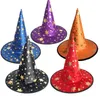 Halloween crianças adulto cosplay chapéu apontou wizard cap festival festa bruxas estrelas chapéus prop Fancy Dress Crianças Trajes Cosplay Gown Hats