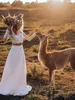 Dwa kawałki sukienki ślubne Country Boho 2020 Linia Lace Lace Applique Bohemian Wedding Suknie