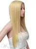 Elegant Long Straight Blonde Human Hair Wig 26 Inches