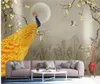 moderne Tapeten für Wohnzimmer Neuer chinesische Landschaft goldene Pflaumenblüte Vogel Tapeten Hintergrund Wand